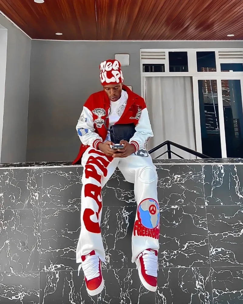 2025 Gothic Letter Embroidered Casual Trousers Men Y2k American Fashion Brand Oversized Harajuku Hip-hop Rock Wide-leg Pants Men