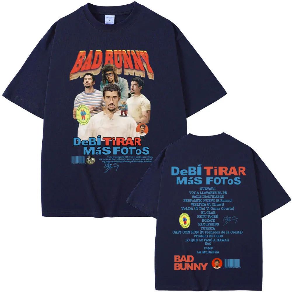 Rapper Bad Bunny Graphic T-shirt DeBi TiRAR MaS FOToS DTMF Print T Shirts Men Women Hip Hop Vintage Oversized T-shirt Streetwear