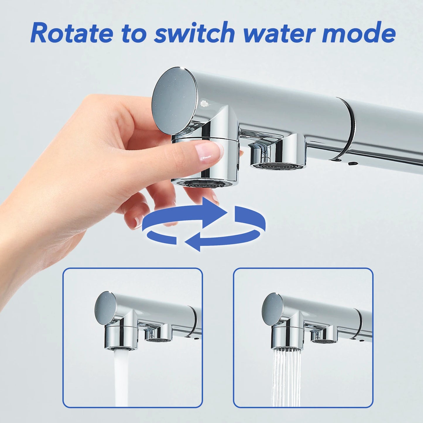 Chrome Black Filter Pull Out Kitchen Faucet Deck Mount 360 Degree Rotation Purified Tapware Cold Hot Crane Tap Dual Spouts Drink