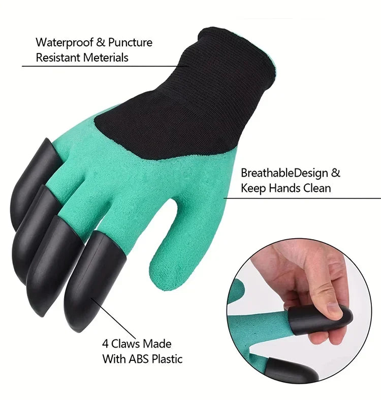 Gardening Gloves With Claws Breathable Waterproof Working Digging Planting Sting-Resistant Non-slip Protective Latex Gloves