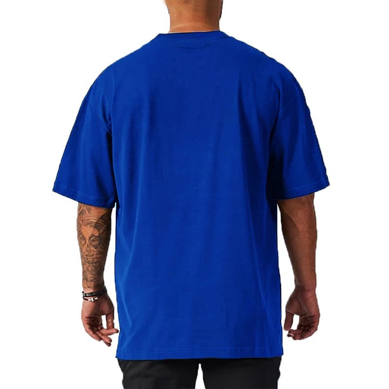 Personalized Cross Print Mens Fitness T-shirts Oversized Loose Short Sleeve Cotton Breathable Shirt Gym Bodybuilding Muscle Tops