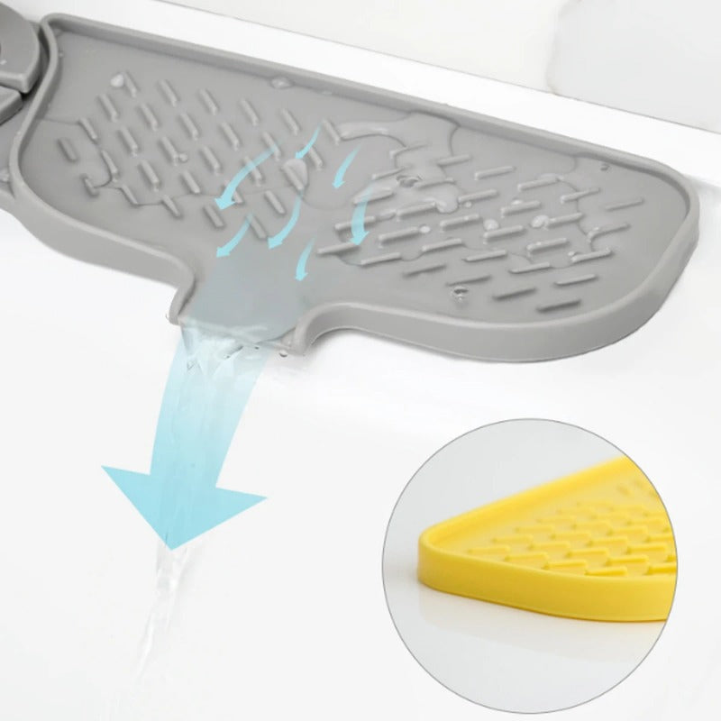 Kitchen Sink Splash Drain Mat Silicone Faucet Handle Drip Catcher Tray Dish Soap Dispenser&Sponge Holder Mat Sink Accessories