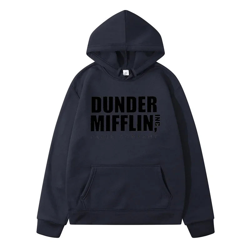 DUNDER MIFFLIN Letter Printed Men Women's Hoodie Autumn Winter Pure Cotton Fashion Casual Long Sleeve Oversized Harajuku Tops