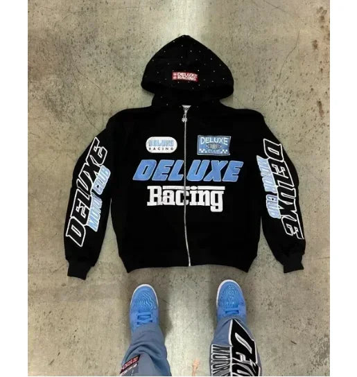 Y2K new Harajuku fashion star patch embroidery oversized hoodie women's Gothic hip-hop loose casual sports hoodie street wear