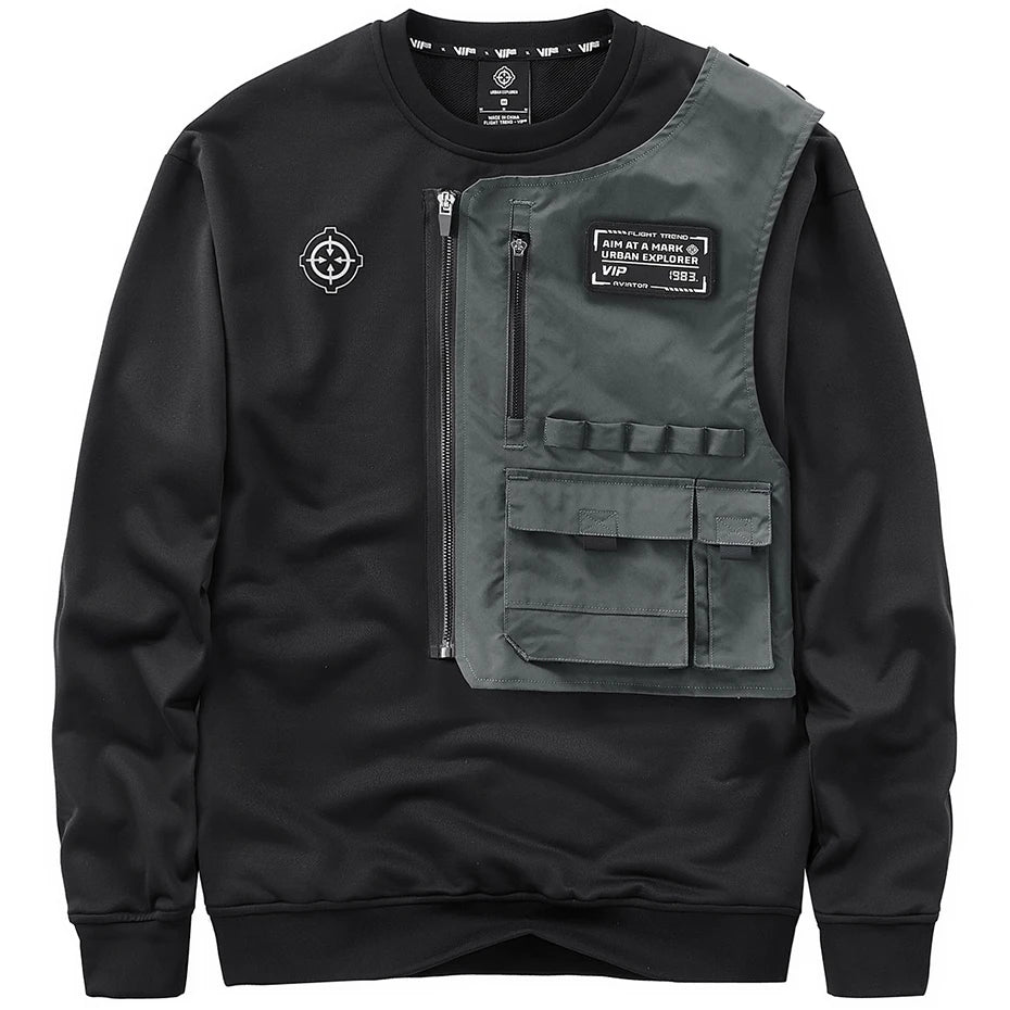 Mens Fashion Techwear T Shirt Hi Street Mechanical Tactical Tshirts Oversized Harajuku Hip Hop Streetwear Cargo Tops Tees