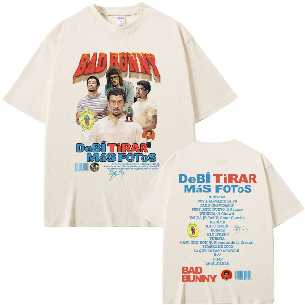Rapper Bad Bunny Graphic T-shirt DeBi TiRAR MaS FOToS DTMF Print T Shirts Men Women Hip Hop Vintage Oversized T-shirt Streetwear