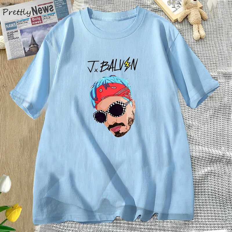 J Balvin T Shirts Women Men Singer Music Tee Shirt Summer Oversized Women's Cotton T-shirt Unisex Streetwear Womans Clothing