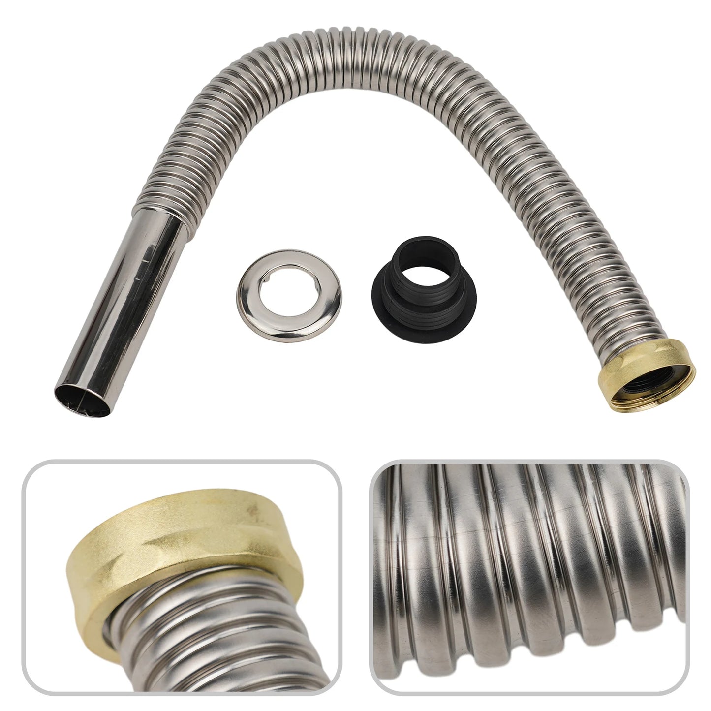 40/60cm Stainless Steel Bathroom Kitchen Sink Siphon Waste Drain Flexible Pipe Hose Home Retractable Drainage Tube