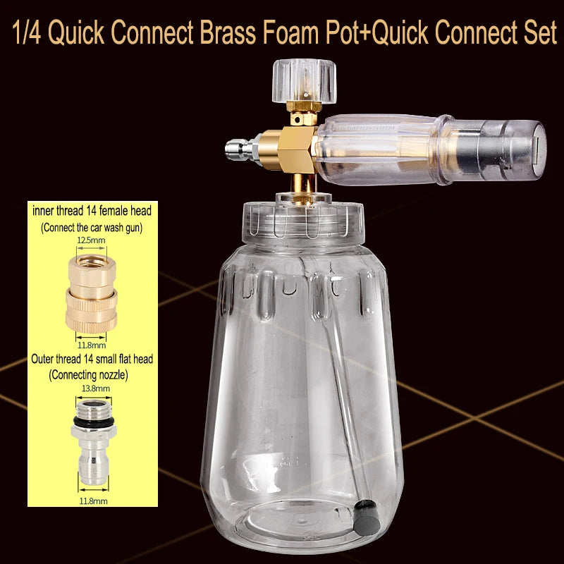 Pressure Washer Foam Cannon Gun with 1/4 Inch Quick Connect and Adjustable Nozzle Car Wash Sprayer with 1 L Bottle