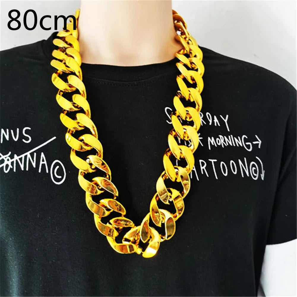 Hip Hop Gold Color Big Acrylic Chunky Chain Necklace For Men Punk Oversized Large Plastic Link Chain Men's Jewelry