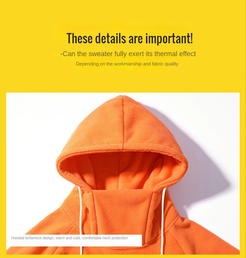 2024 Men's Thick Polar Fleece Sweatshirt Paired Couple Y2k Streetwear Autumn Winter Hood Sports Black Windproof Oversized Hoodie