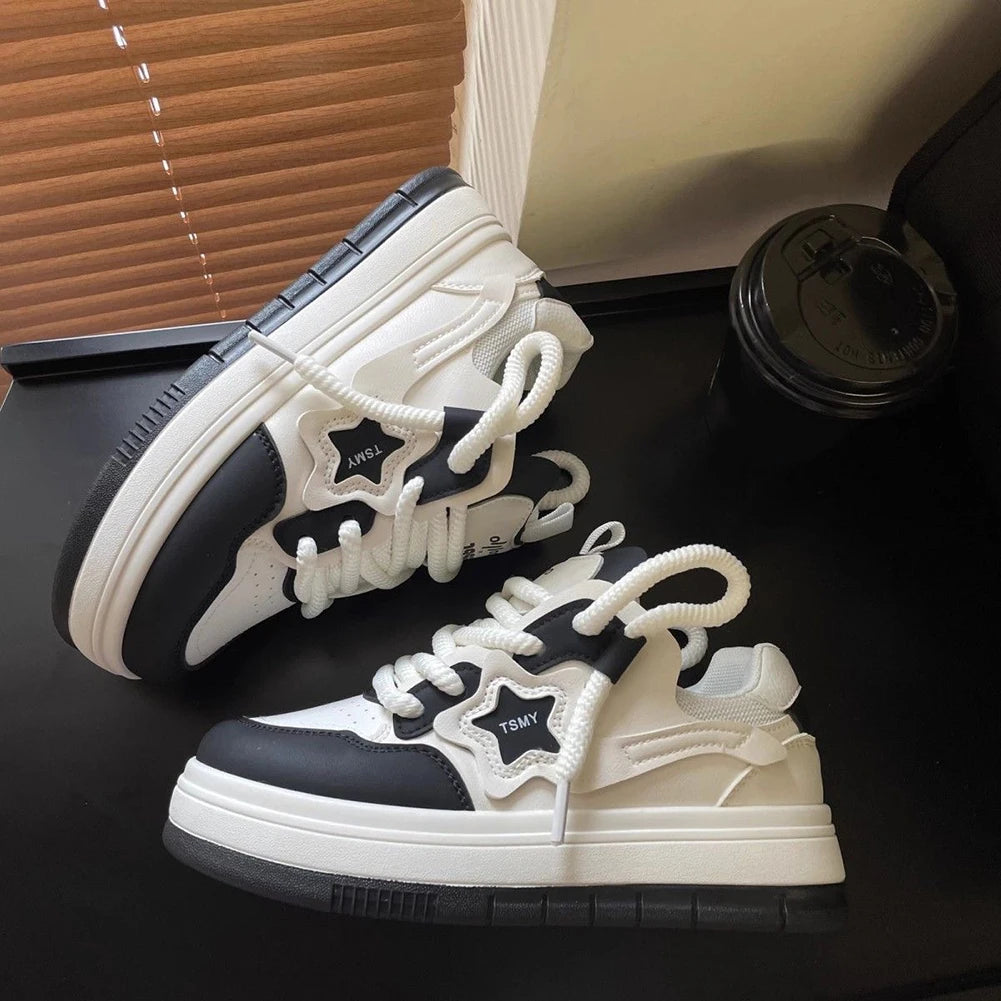 Star Walking Sneakers Casual Sport Shoes Thick Sole Comfortable Running Shoes Non-Slip Aesthetic Tennis Shoes for Outdoor Sports