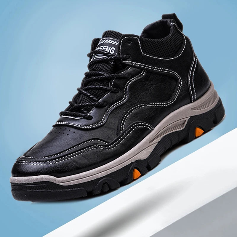 High Quality Leather Men Shoes Fashion Mens Casual shoes Comfortable Male Walking Sneakers Breathable Retro Non-slip Sport Shoes