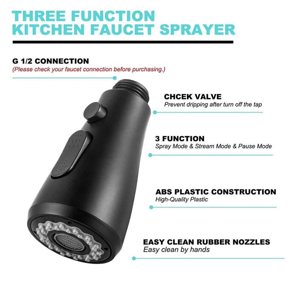 Kitchen Pull Out Faucet Sprayer Nozzle ABS Durable Water Saving Bathroom Basin Sink Shower Spray Head Multifunction Pull Head