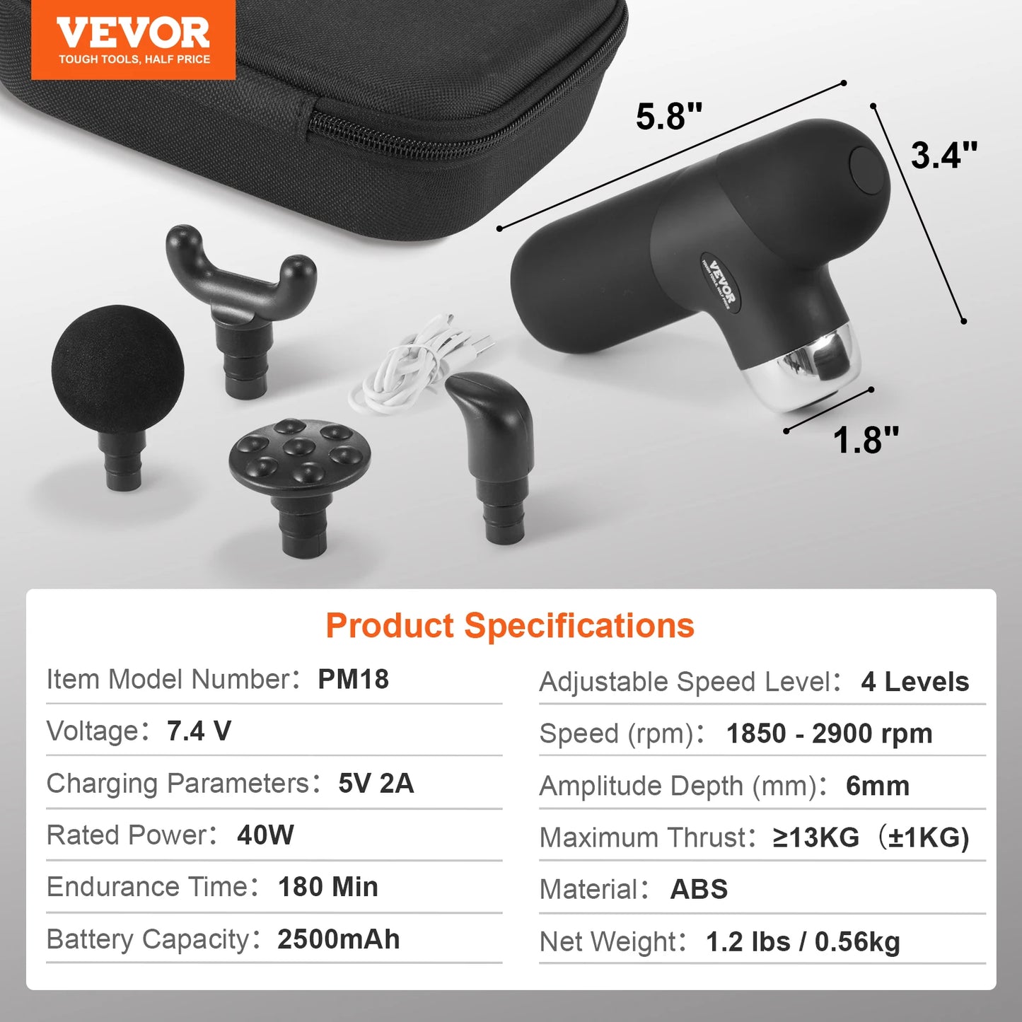 VEVOR Mini Massage Gun Deep Tissue Percussion Muscle Massage Gun Portable for Athletes Small Massage Gun Handheld for Relief
