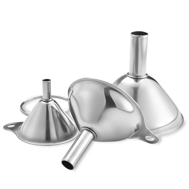 Stainless Steel Funnel Three-piece Set Mini Funnel Oil Spill Wine Spill Tool Liquid Dispenser Kitchen Funnel Set Entonnoir