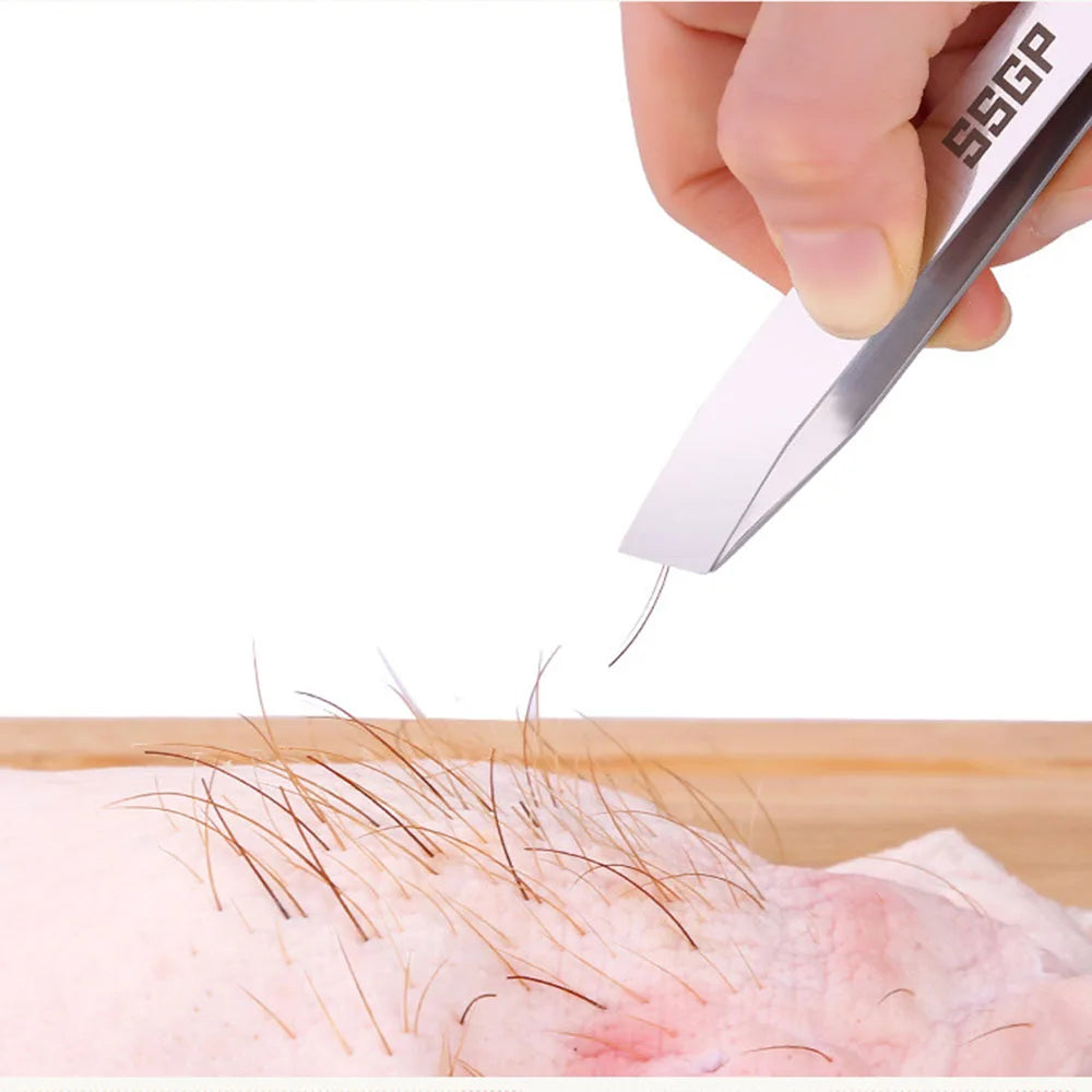 Pig Fur Hair Pliers Fish Meat Bone Clip 304 Stainless Steel Flat Mouth Tweezers Feather Removal Household Kitchen Cooking Gadget