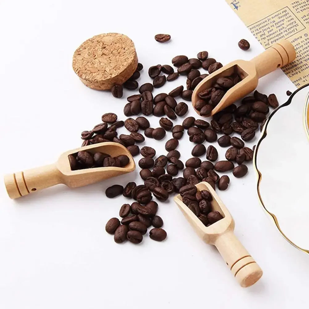 1 pc Wooden Handle Small Salt Shovel Scoop Teaspoon Ground Milk Powder Coffee Scoops Condiment Spoon