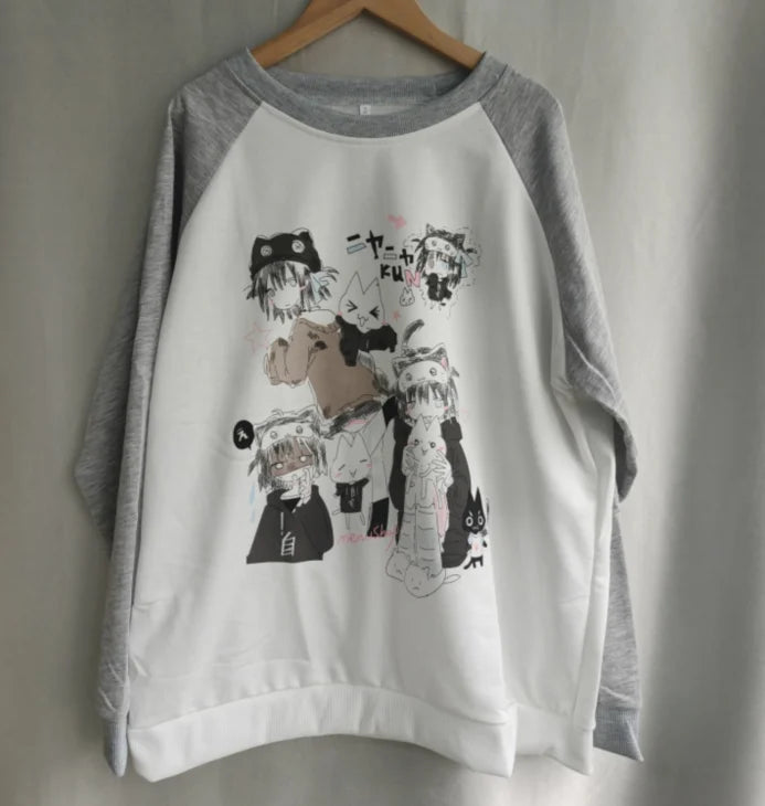 Cotton Cat Print Hoodies Women Streetwear Chic Long Sleeve Sweatshirts Casual Korean Oversized Hoodie Y2k Tops 2025 Ropa Mujer