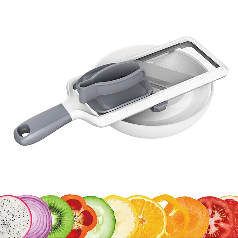 Multi Handheld Mandoline Slicer with Adjustable Stainless Steel Blade Kitchen Veggie Chopper Cheese Grater