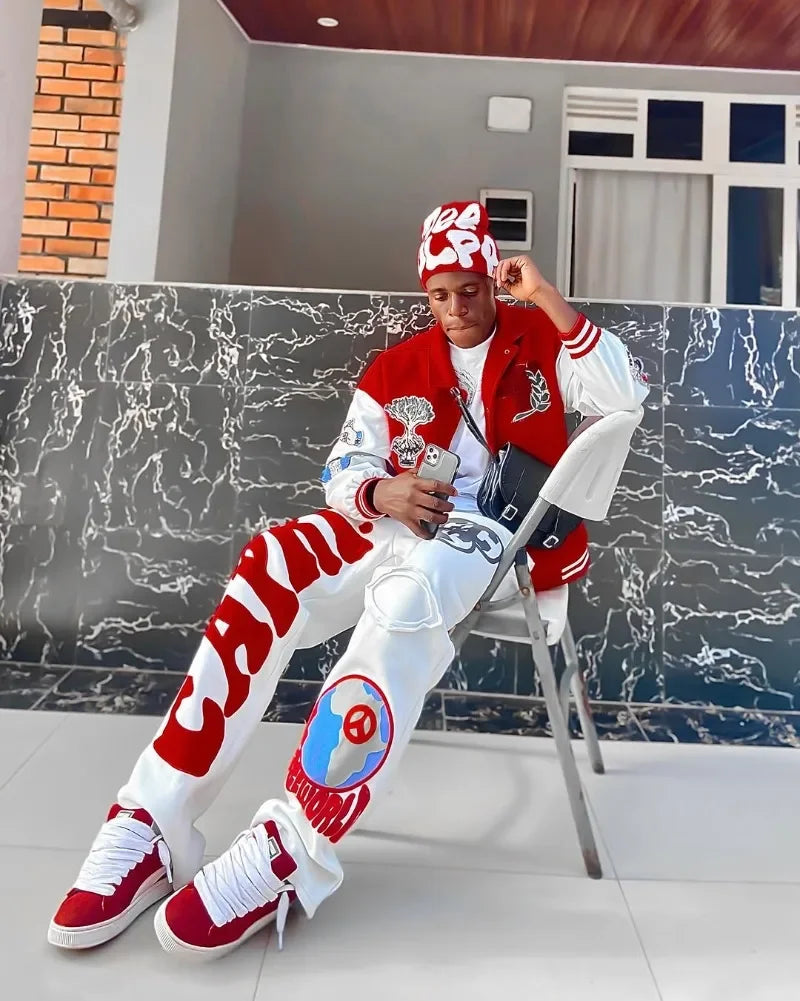 2025 Gothic Letter Embroidered Casual Trousers Men Y2k American Fashion Brand Oversized Harajuku Hip-hop Rock Wide-leg Pants Men