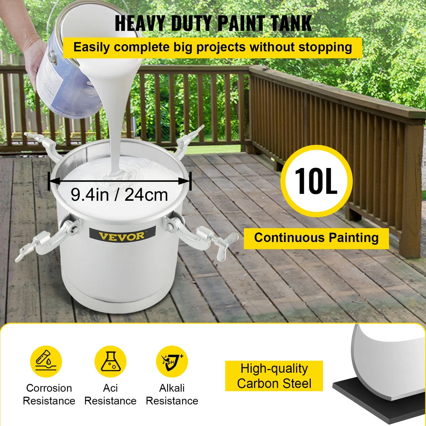 SucceBuy High Pressure Paint Pot 10L15L Sprayer Tank W/ Spray Gun Hose for Home Industrial Commercial Painting Spraying Coating