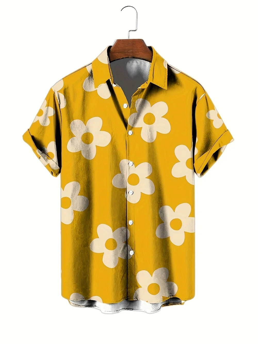Flower 3D Printed Hawaiian Shirt Summer Beach Vacation Casual Men's Short Sleeve Tops Daily Fashion Loose Oversized Lapel Shirt