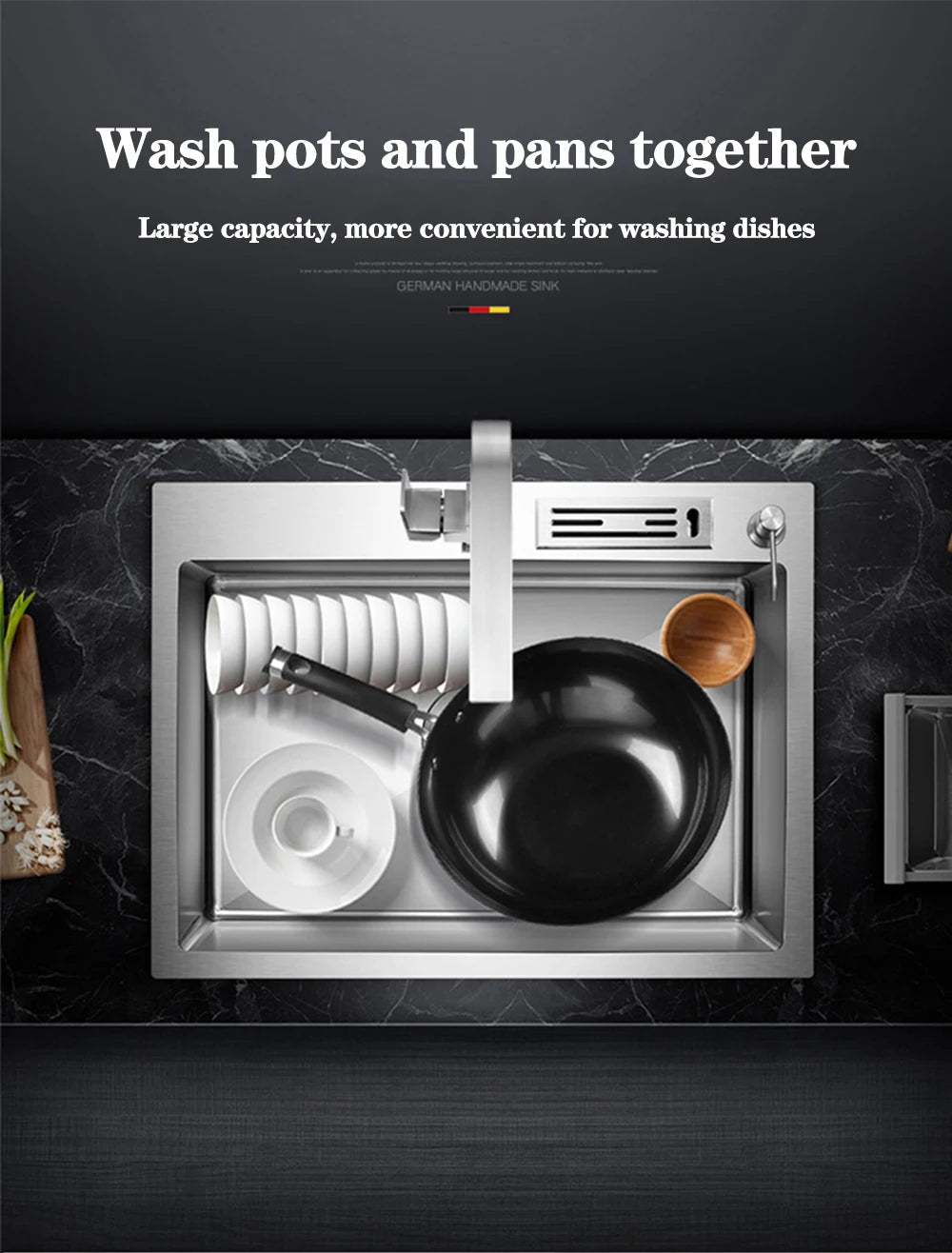 DQOK Stainless Steel Kitchen Sink Slot Dish Basin Kitchen Sink Drain Basket And Drain Pip Rectangular