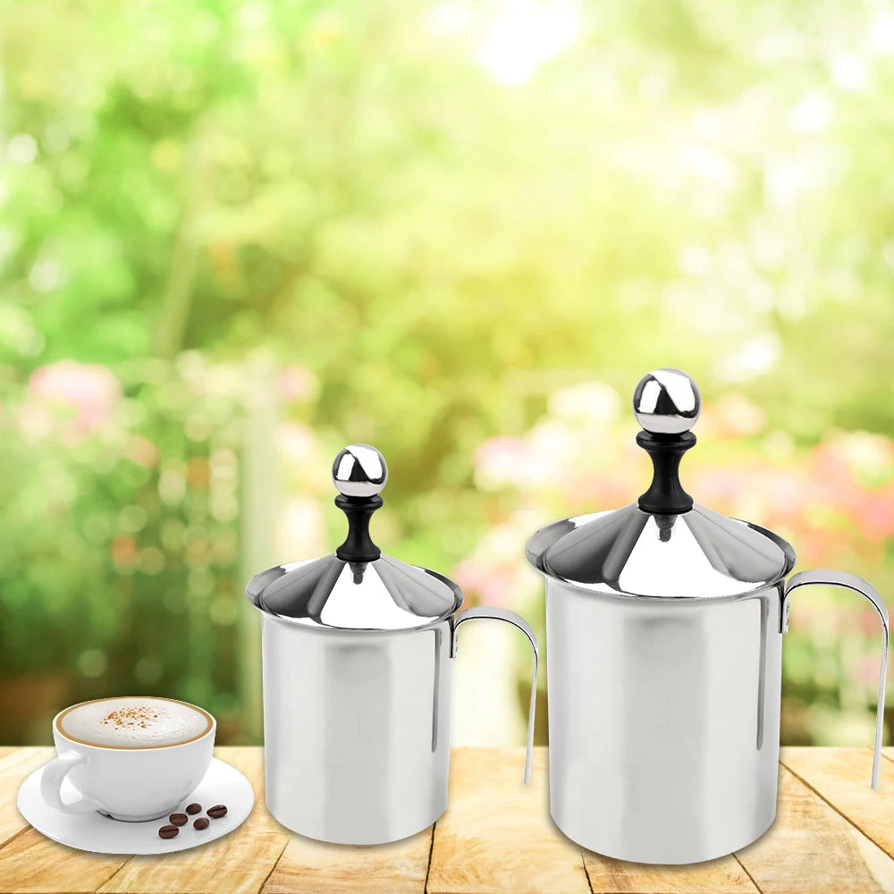 Stainless Steel Double Mesh Milk Creamer Milk Foam Mesh Coffee Foamer Manual Milk Frother Kitchen Tools 400/800ML