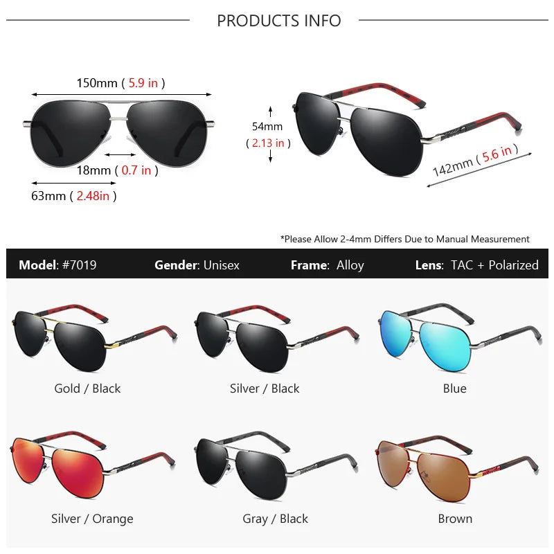 AOWEAR Aviation Luxury Sunglasses Men Polarized Oversized Driving Mirror Glasses Male Brand Designer Retro Eyewear with Case