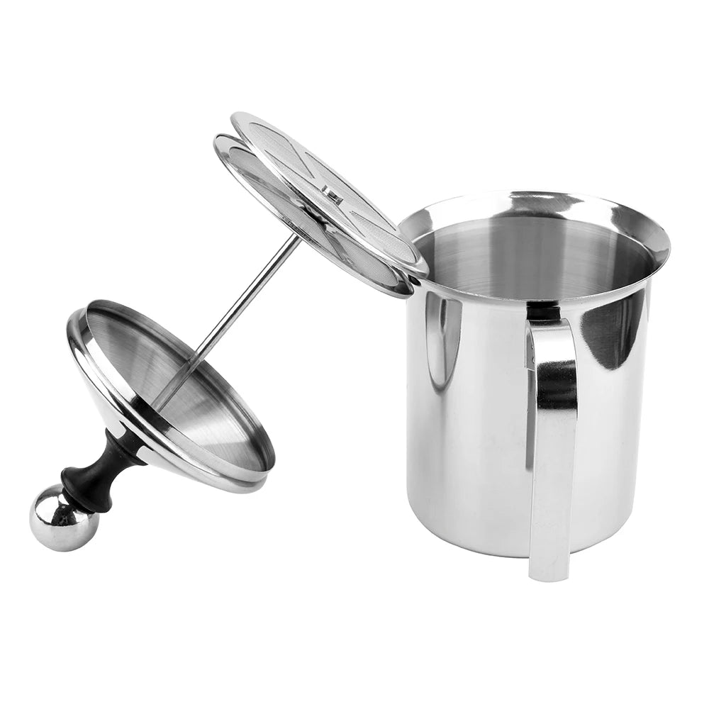 Stainless Steel Double Mesh Milk Creamer Milk Foam Mesh Coffee Foamer Manual Milk Frother Kitchen Tools 400/800ML