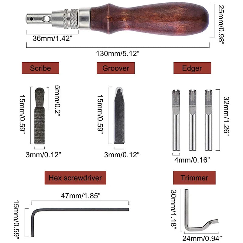 Adjustable Leather Edge Stitching Groover Leathercraft Tool Digging Sharp Knife Groover Kit Leather Craft Shovel Device