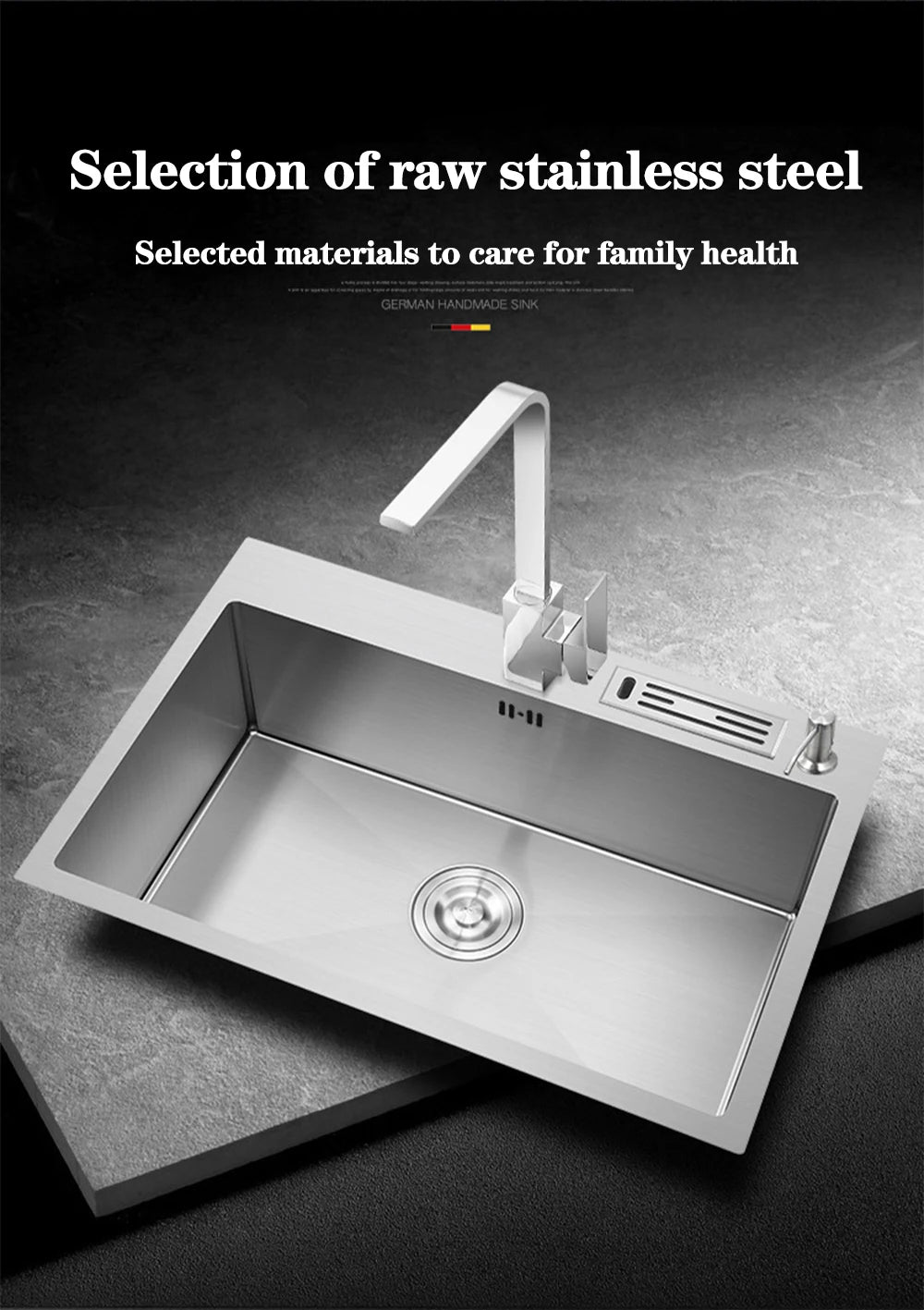 DQOK Stainless Steel Kitchen Sink Slot Dish Basin Kitchen Sink Drain Basket And Drain Pip Rectangular