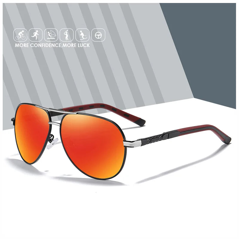 AOWEAR Aviation Luxury Sunglasses Men Polarized Oversized Driving Mirror Glasses Male Brand Designer Retro Eyewear with Case