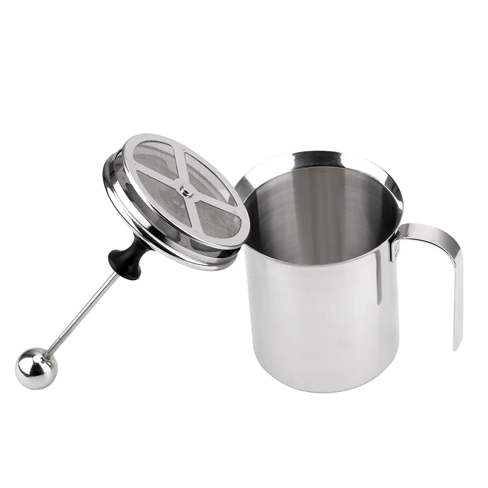 Stainless Steel Double Mesh Milk Creamer Milk Foam Mesh Coffee Foamer Manual Milk Frother Kitchen Tools 400/800ML