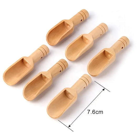 1 pc Wooden Handle Small Salt Shovel Scoop Teaspoon Ground Milk Powder Coffee Scoops Condiment Spoon