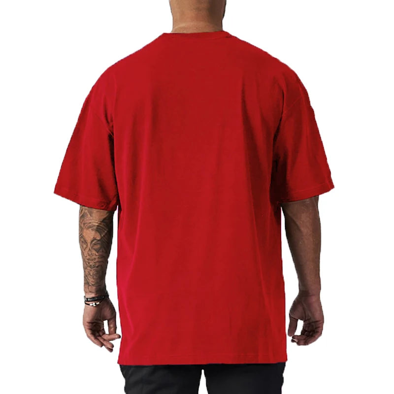Personalized Cross Print Mens Fitness T-shirts Oversized Loose Short Sleeve Cotton Breathable Shirt Gym Bodybuilding Muscle Tops