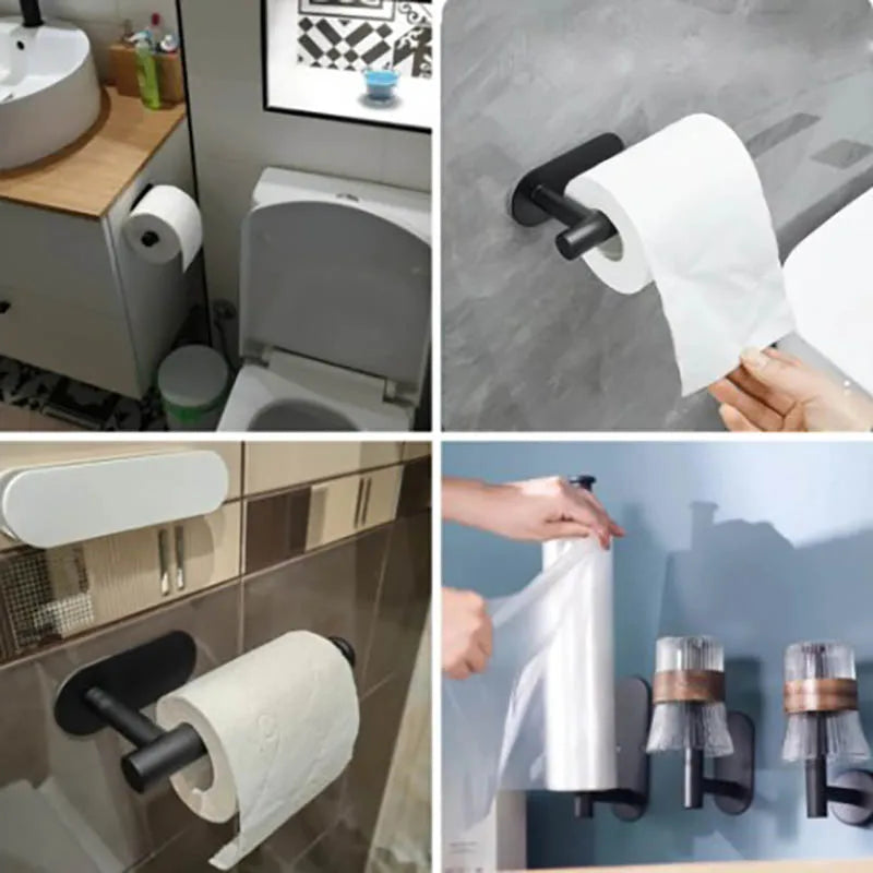1pc Stainless Steel Paper Towel Holder No Punch Wall Mount Paper Roll Shelving Toilet Home Bathroom Kitchen Organizer