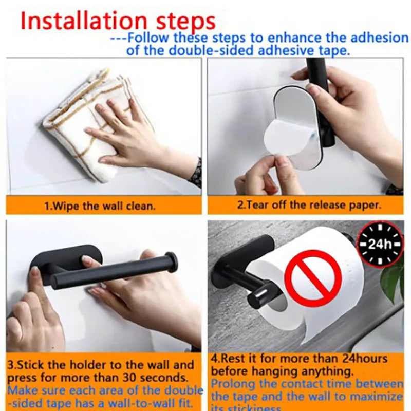 1pc Stainless Steel Paper Towel Holder No Punch Wall Mount Paper Roll Shelving Toilet Home Bathroom Kitchen Organizer
