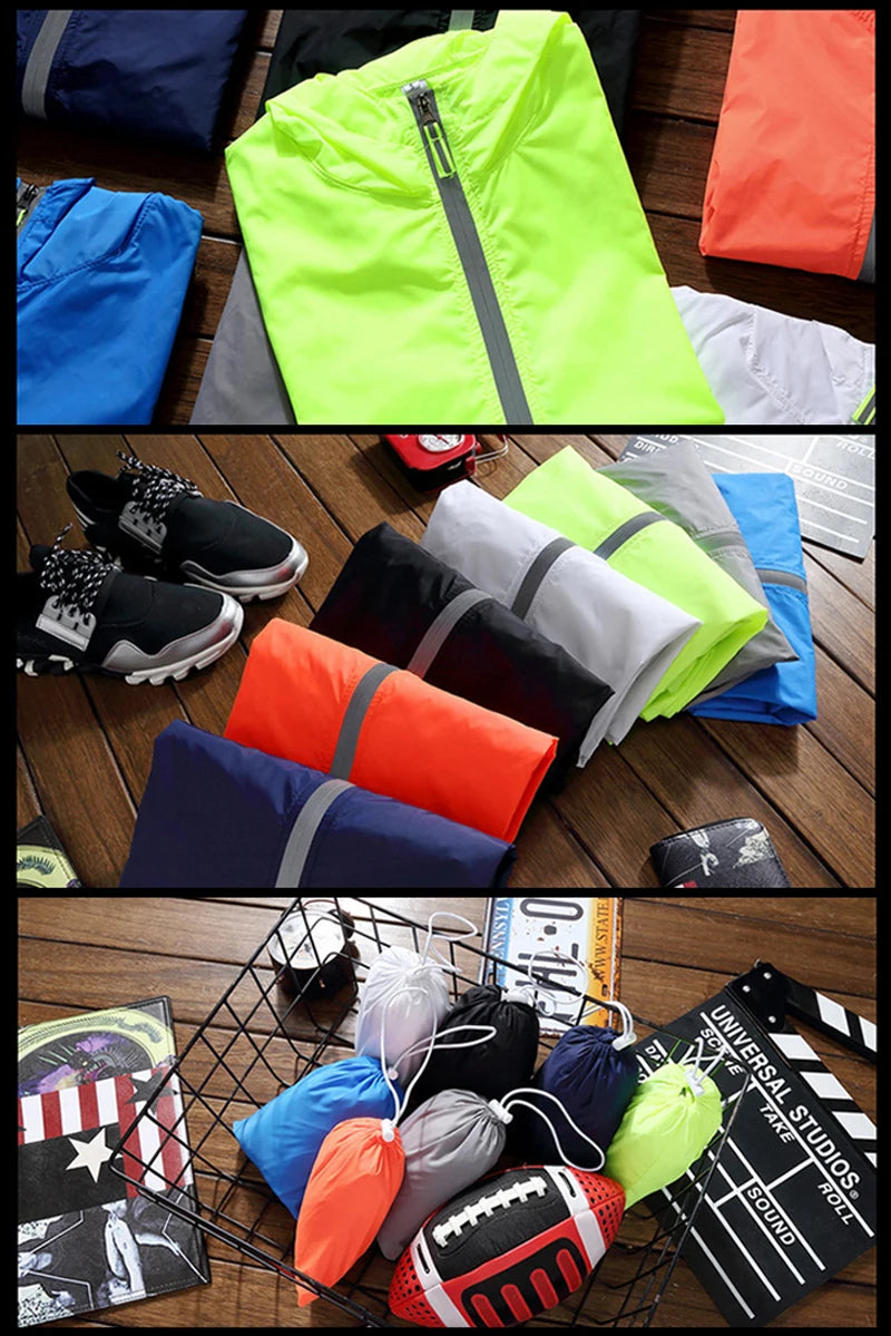 Mens Women Reflective Jacket DIY Custom Design Logo Windbreaker Zipper Jackets Coat Sunscreen Jacket Sports Pilot Oversized 7XL