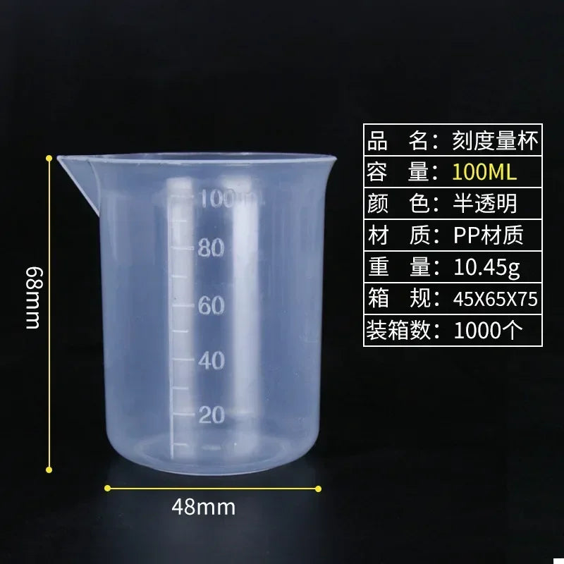 100ml Measuring Cup Transparent Scale Plastic Measuring Cup Lab Chemical Measuring Cup Without Handle Kitchen Bar Supplies