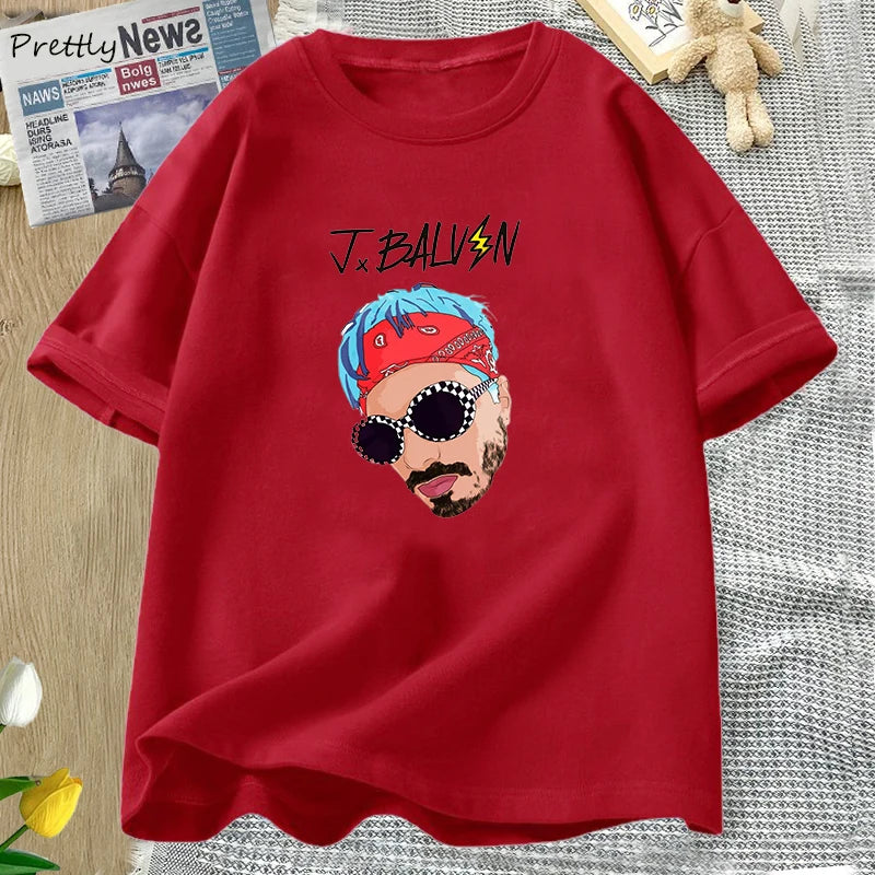 J Balvin T Shirts Women Men Singer Music Tee Shirt Summer Oversized Women's Cotton T-shirt Unisex Streetwear Womans Clothing
