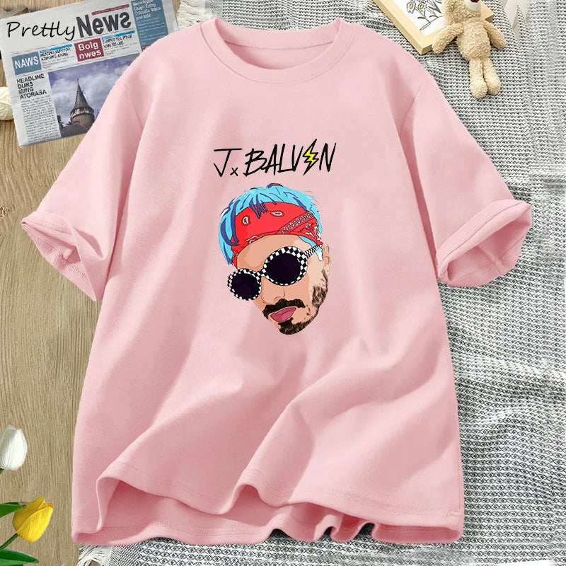 J Balvin T Shirts Women Men Singer Music Tee Shirt Summer Oversized Women's Cotton T-shirt Unisex Streetwear Womans Clothing