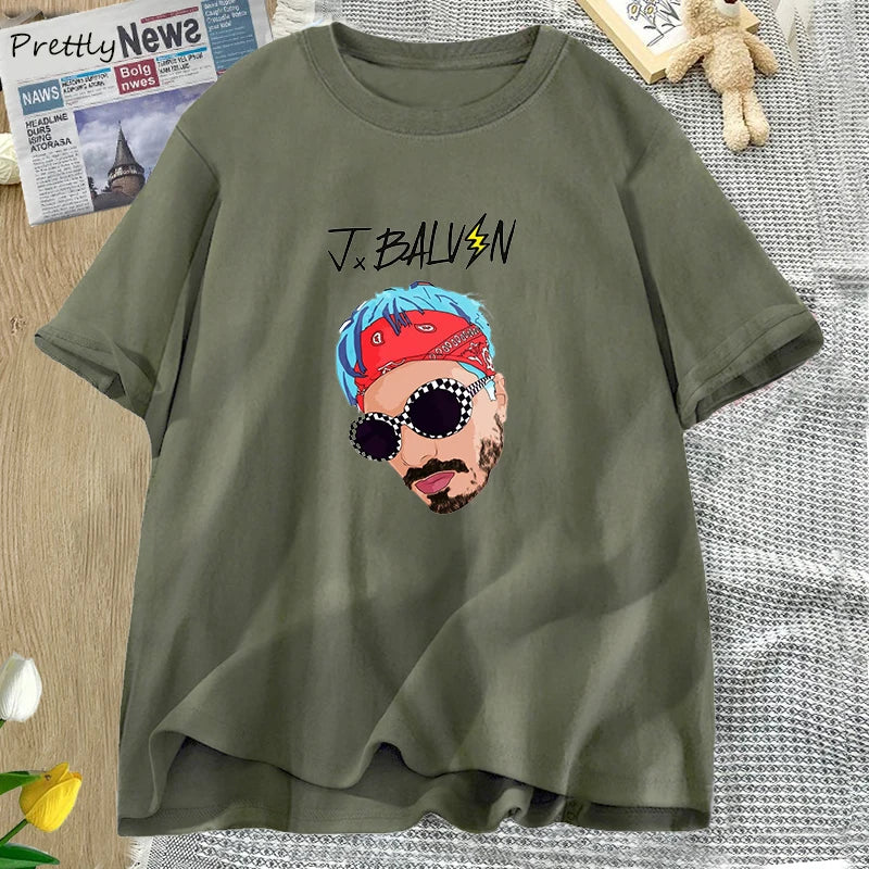 J Balvin T Shirts Women Men Singer Music Tee Shirt Summer Oversized Women's Cotton T-shirt Unisex Streetwear Womans Clothing