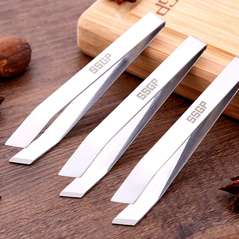Pig Fur Hair Pliers Fish Meat Bone Clip 304 Stainless Steel Flat Mouth Tweezers Feather Removal Household Kitchen Cooking Gadget