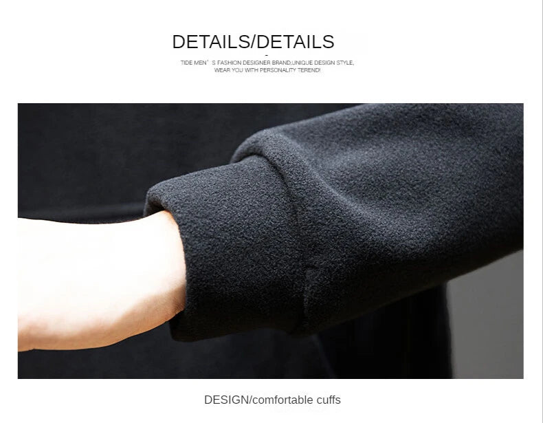 2024 Men's Thick Polar Fleece Sweatshirt Paired Couple Y2k Streetwear Autumn Winter Hood Sports Black Windproof Oversized Hoodie