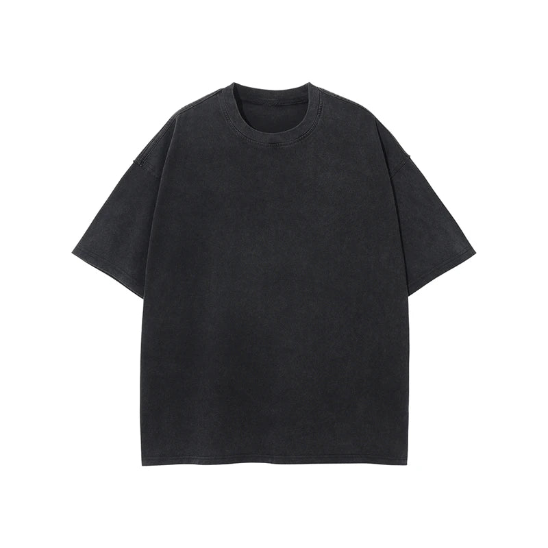 ZODF New Spring Summer Washed Cotton Solid T Shirts For Men Unisex High Street Loose Edge Oversized Noshrink T-Shirt Tee HY0465