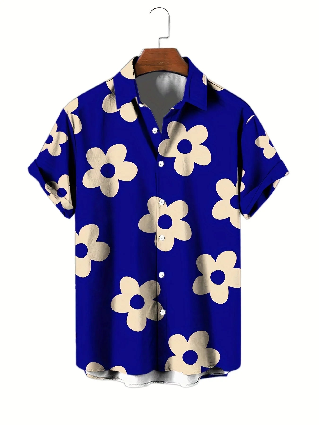 Flower 3D Printed Hawaiian Shirt Summer Beach Vacation Casual Men's Short Sleeve Tops Daily Fashion Loose Oversized Lapel Shirt