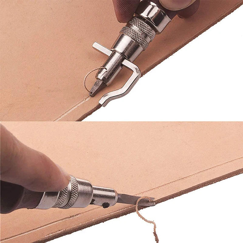 Adjustable Leather Edge Stitching Groover Leathercraft Tool Digging Sharp Knife Groover Kit Leather Craft Shovel Device