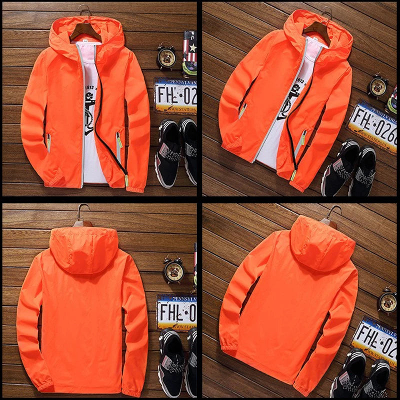 Mens Women Reflective Jacket DIY Custom Design Logo Windbreaker Zipper Jackets Coat Sunscreen Jacket Sports Pilot Oversized 7XL